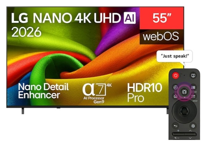 Front view of LG NANO 4K UHD AI NU85 55 inch Smart TV