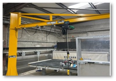 Freestanding Jib Crane Installation for Stone Fabrication Workshop