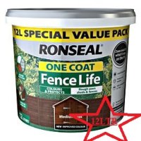 RONSEAL ONE COAT FENCELIFE MEDIUM OAK 12LTR