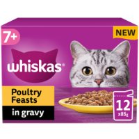 Whiskas Cat Pouch 7+ Poultry Feasts Gravy 85g 12pk x 4