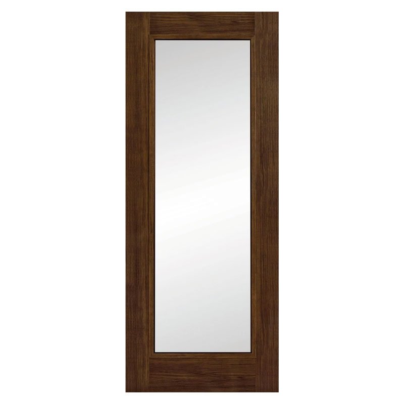E105 Shaker Luxury Laminate Walnut Clear Glass