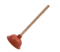 WOODEN HANDLE SINK PLUNGER RED 40CM