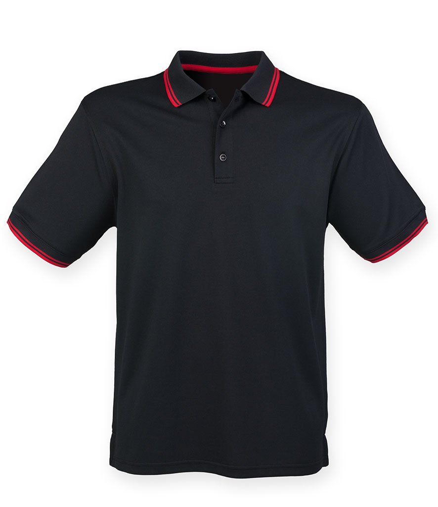 HENBURY MEN'S COOLPLUS SHORT SLEEVED TIPPED POLO SHIRT