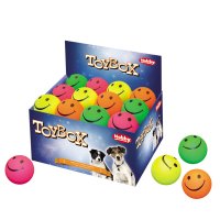 Nobby Foam Rubber Smiley Balls Assorted Colours 7.2cm Display Case 24pcs