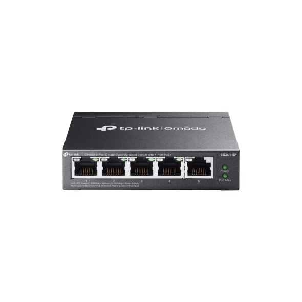 5-port gigabit switch with four PoE+ ports delivering up to 65 W total power budget