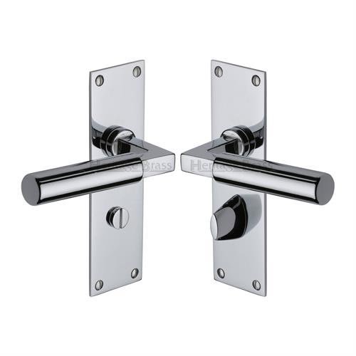 BAU7330-PC - Heritage Brass Door Handle for Bathroom Bauhaus Design Polished Chrome Finish
