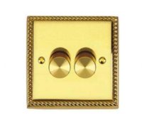 BRASS HERITAGE DIMMER 2 GANG  2 WAY 400 WATT