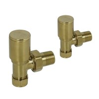 ANGLED RADIATOR VALVE ROUND HEAD BRUSHED GOLD