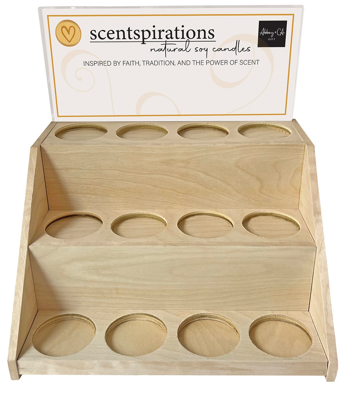 Wood Display Stand/For 12 Glass Jar Candles   (86499/DISPLAY)