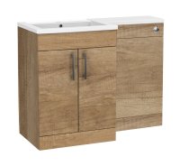 Tucker French Dorking 1100mm Back To Wall Floor Standing L-Shaped Left Hand Basin Unit Nebraska Oak