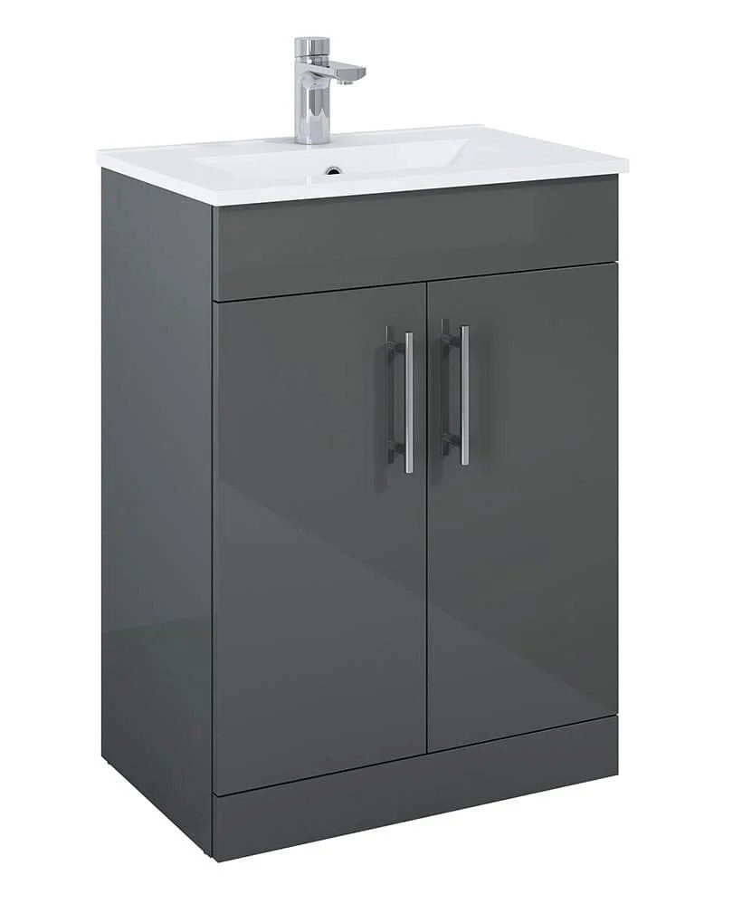 Belmont Square Two Door Floor Standing Unit Gloss Grey 60cm