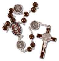 Plastic Rosary/Brown/St.Benedict/8 mm Bead   (L/62192)