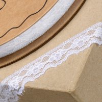 Nylon Lace Ribbon With Flower White - 10mm x 25m