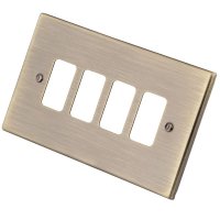 Antique Brass 4 Gang Grid Plate 6060-353