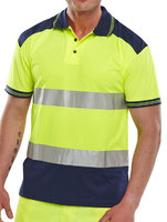 Hi-Visibility Yellow/Navy Two Tone Polo Shirt
