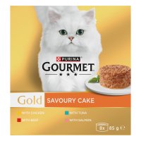 Gourmet 12621272 Gold Tinned Cat Food Adult Savoury Cake Meat Multipack 6x8x85gm