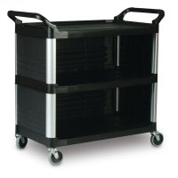 Utility Cart with Closed 3 Sides Black