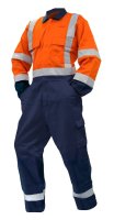 Cotton Overalls, D/N, LS, Orange/Navy