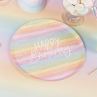 Eco Rainbow 'Happy Birthday' Paper Plates - Pack of 8
