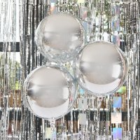 Silver Orb 15" Foil Balloons - Pack of 3