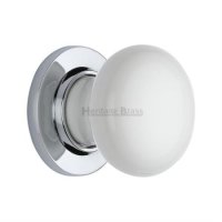 5010-PC - White Knob With Polished Chrome Base