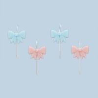 Pink & Blue Bow Wax Candles - Pack of 4