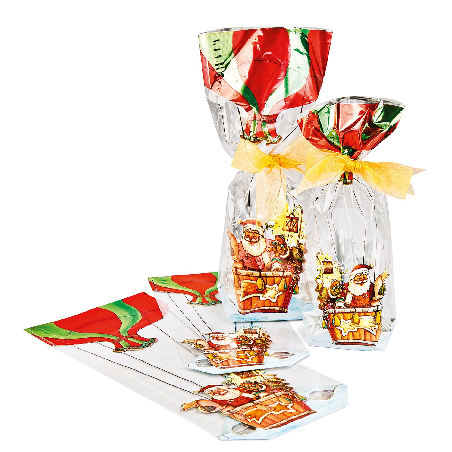 Metallic Santa balloon medium block bottomed bag 120 x 275mm x 100pcs