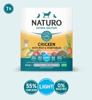 Naturo Adult Dog Tray LIGHT Chicken, Rice & Veg 400g x 7