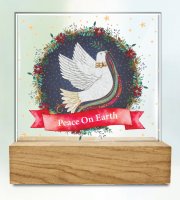 Glass Plaque/Wood Base/Nativity  (89043)