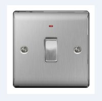 NEXUS BRUSHED STEEL 20A DOUBLE POLE SWITCH WITH NEON INDICATOR