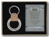 Burlap Key Ring/Man of Faith   (74233)