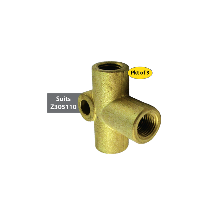 Female 3-Way Brake Pipe Connector - Suits 3/16" Brake Pipe