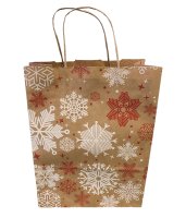 SIZE 1.5 RED WHITE SNOWFLAKES BROWN BAG TH