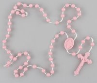Plastic Corded Rosary - Pink (59995)