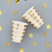 Gold Striped Paper Cups - Pack of 8