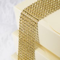 Plastic Diamante Effect 8 Rows Band Gold - 1.5m