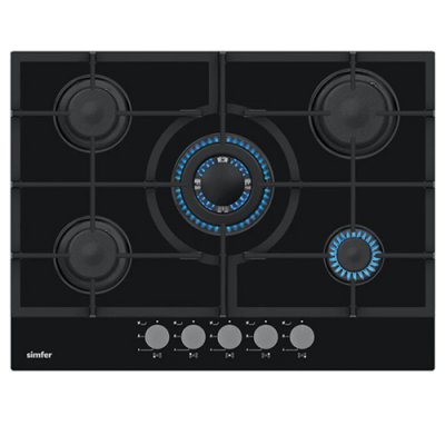 Simfer 70cm Built-in Gas on Glass Hob - Black
