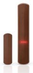 SATEL AXD-200 Lite wireless multipurpose detector brown version mounted on wooden door frame as magnetic contact sensor