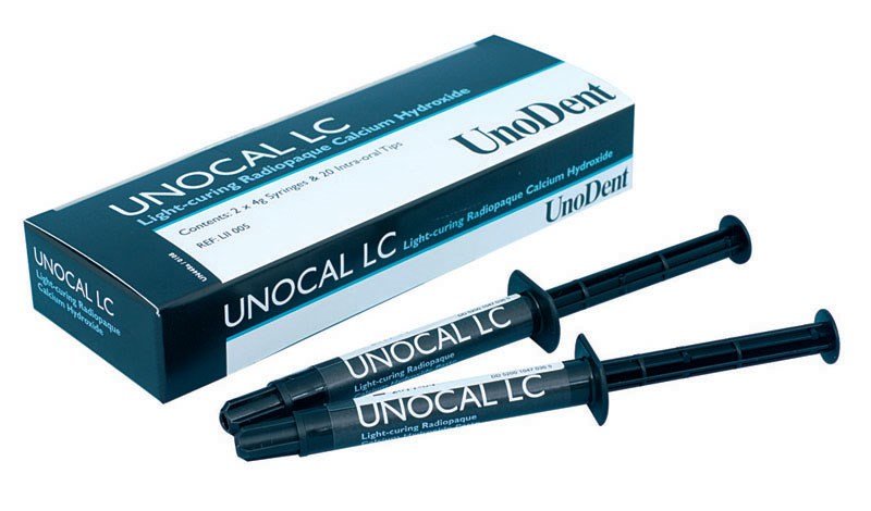 Unodent Unocal LC 2 x 4g Syringe Light Curing Radiopaque Calcium Hydroxide  