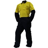 820010, Hi Vis Overalls, Day only 300 Gsm Yellow/Navy