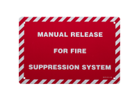 "Manual Release For Fire Suppression System", 9"W X 6"H, Rigid Plastic