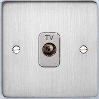 DETA Flat Plate  TV co axial plate Satin Chrome with White Insert | LV0201.0199