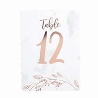 Rose Gold Leaf Table Numbers - Pack of 12