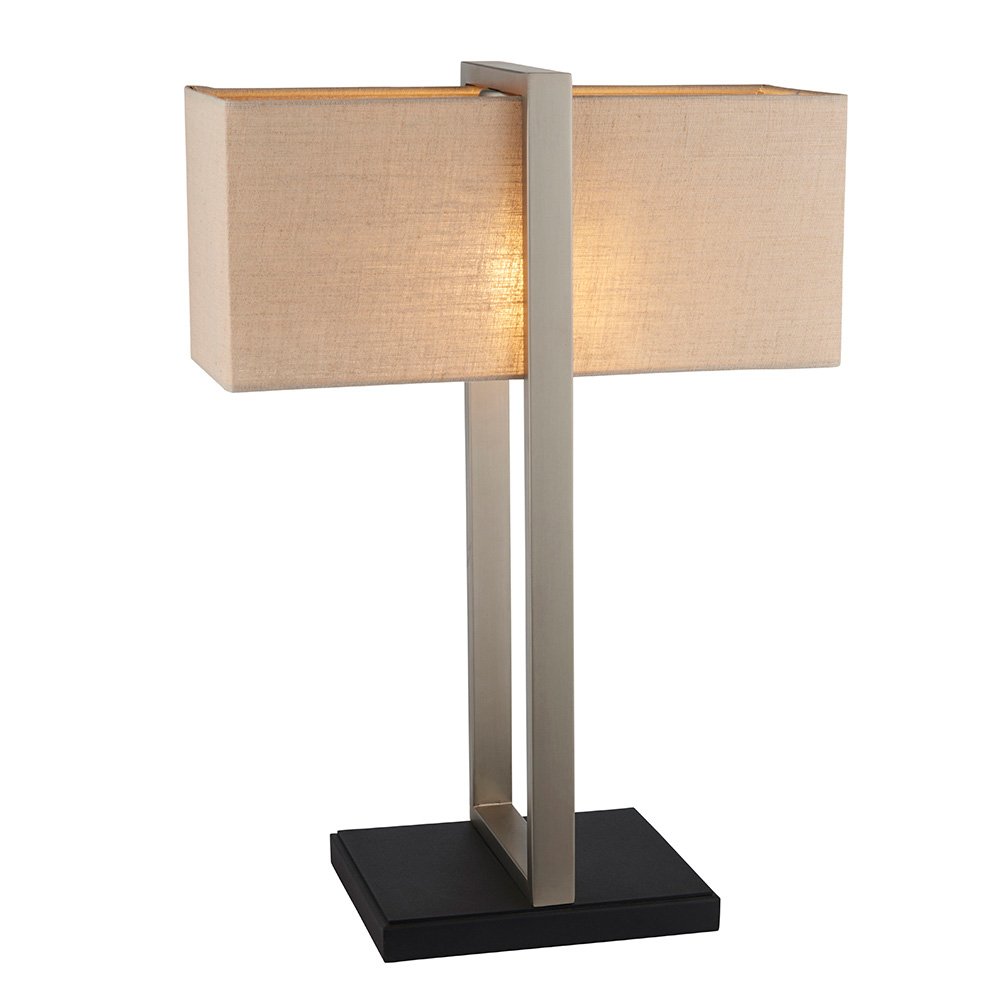 Endon Rectangles Satin Nickel Table Light With Natural Shade
