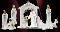 Resin White Finish Nativity Set/9 Pieces/7 inch   (89408)