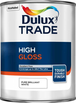 Dulux Trade High Gloss Pure Brilliant White 1L Paint 5082976