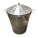 Galvanised Dustbin with Lid, 110LTR, Each