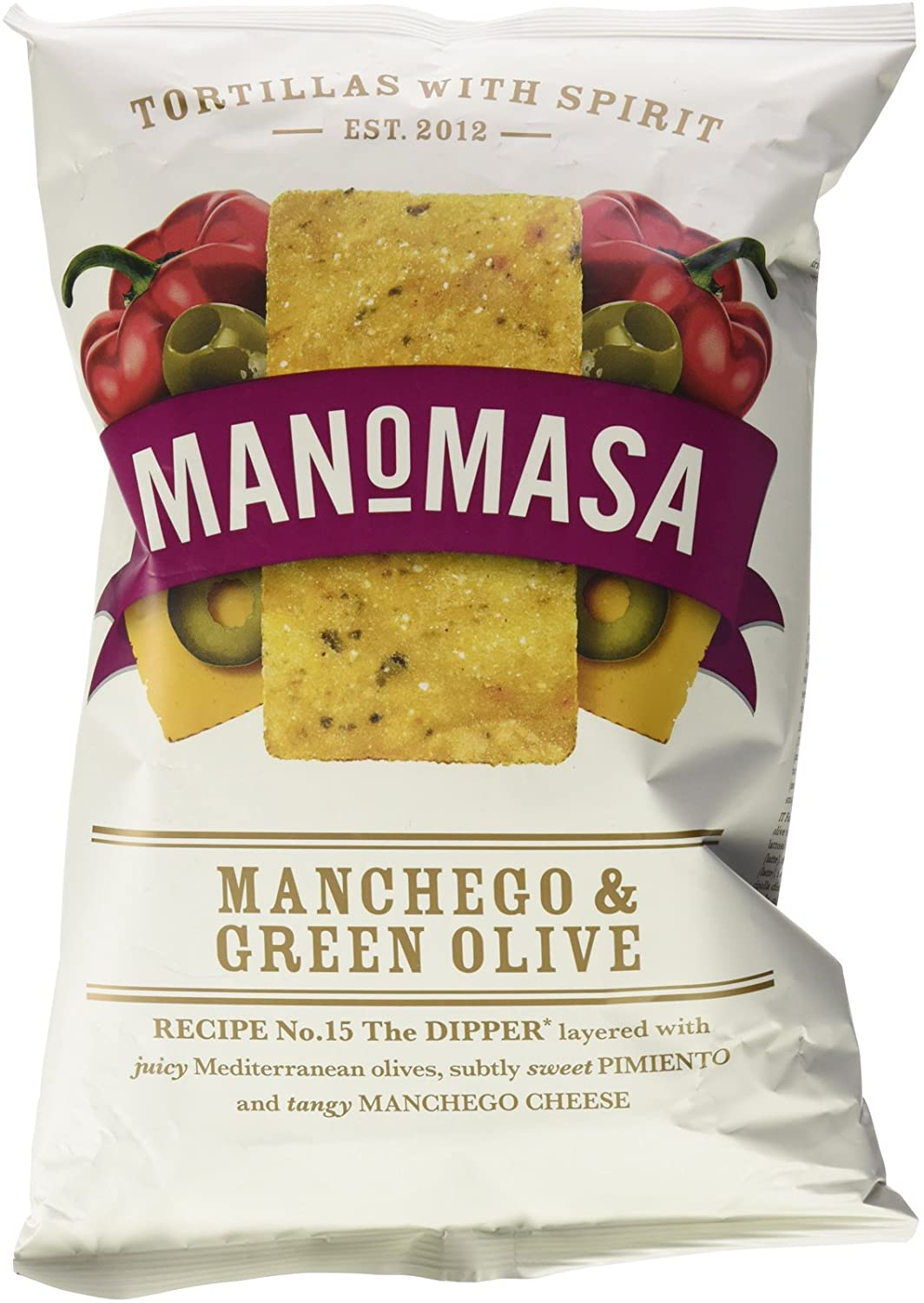 Manomasa Tortillas Chips Manchego & Green Olive X 12 X 140g cnfoods
