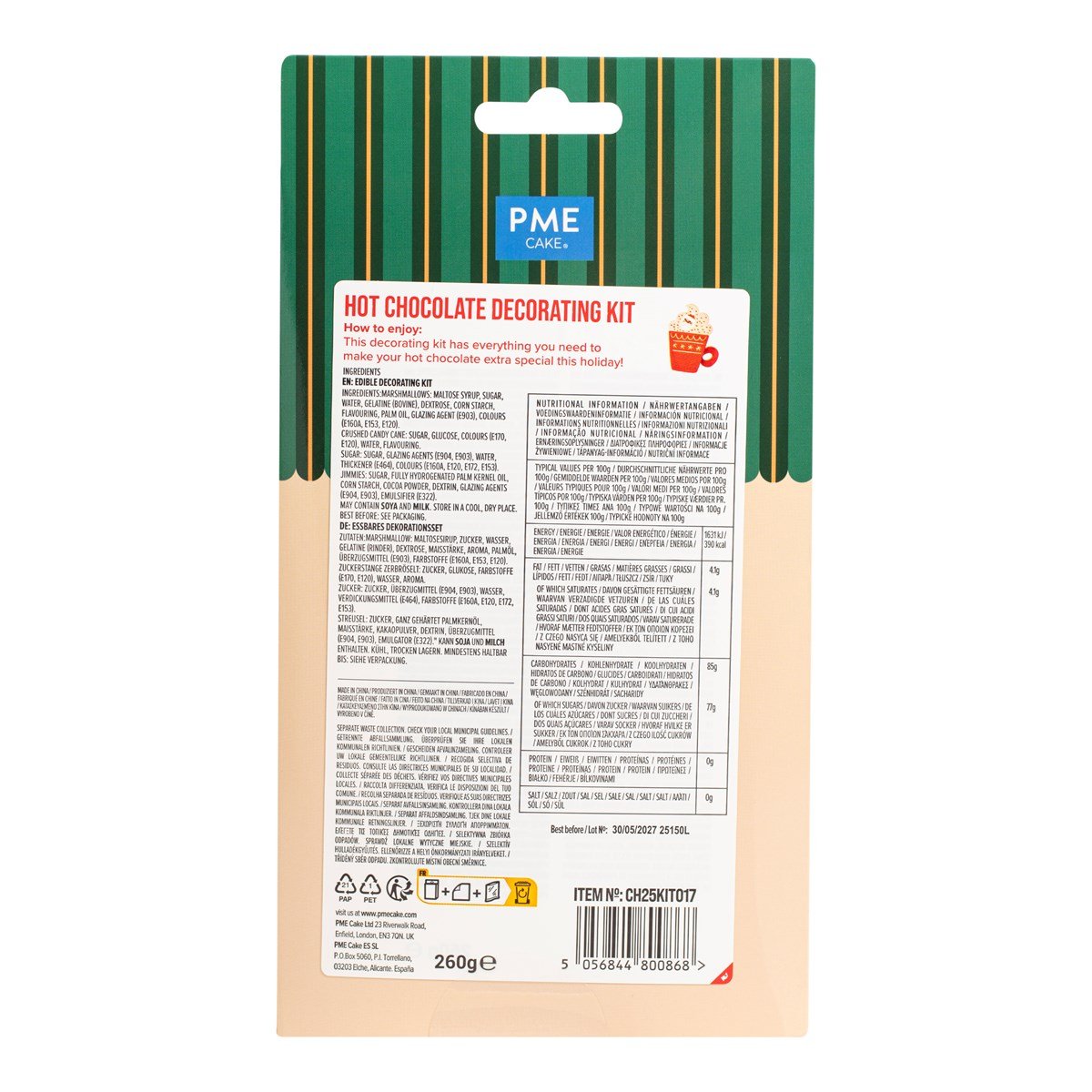 HOT CHOCOLATE DECORATING KITS - PUFFY SANTA 260g