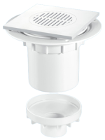 McAlpine 75mm Water Seal Gully with Vertical Outlet 150mm Square White ABS TSG2T6WH